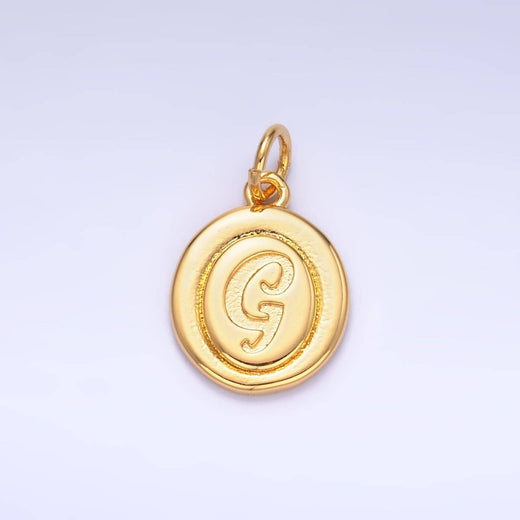 Letter Initial Engraved Stamped Oval Charm