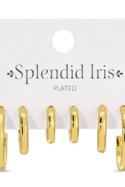 Graduating Textured Hoops Set