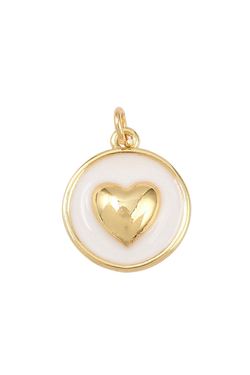 Heart White in Gold Charm