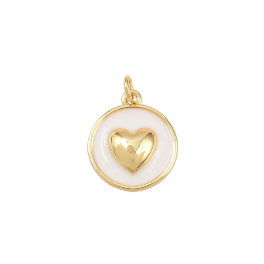 Heart White in Gold Charm