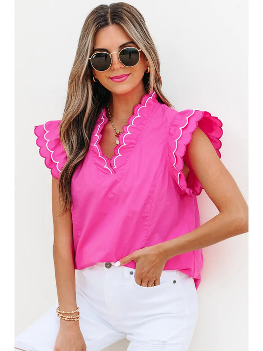 Scallop Trim Short Sleeve Shirt