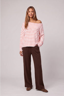 Stripe Brushed Boatneck Sweater