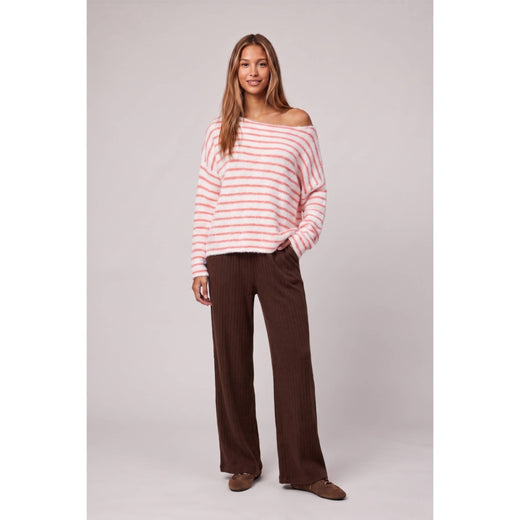 Stripe Brushed Boatneck Sweater