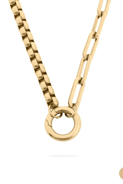 18k Gold Stainless Steel Box Paperclip Charm Holder Necklace