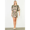 THML, Suede Puff Sleeve Embroidered Flower Top