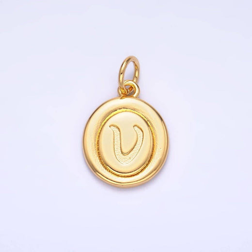 Letter Initial Engraved Stamped Oval Charm