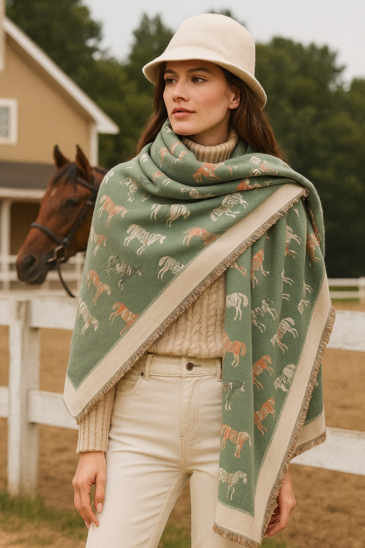 “Winter Horses” Equestrian Western Scarf