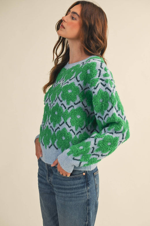 Fuzzy Floral Sweater