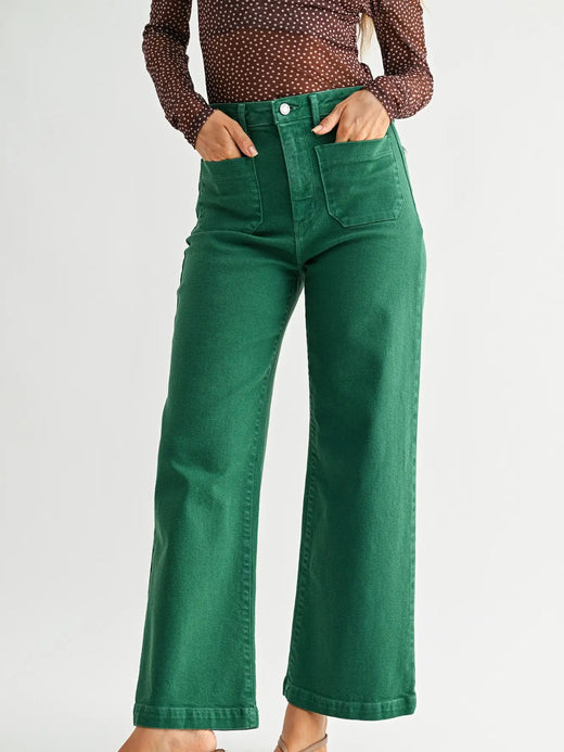 Patch Pocket Wide Leg Jean