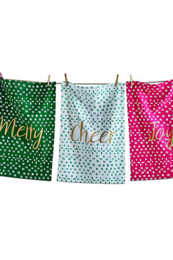 Joyful Dishtowel set/3 Multi Cotton Christmas