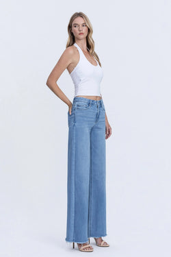 High Rise Wide Leg Fray