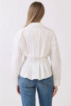 Classic Collar Pleated Button-Down Blouse