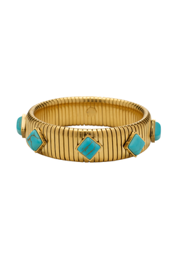 Turquoise Gold Tube Bracelet