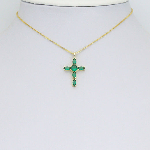 18k GP Stone Cross