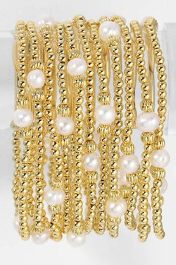 Textured Stretch Bracelets with Pearls