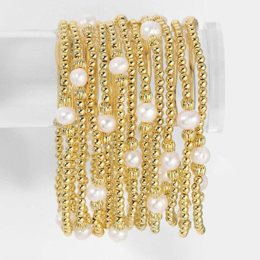 Textured Stretch Bracelets with Pearls