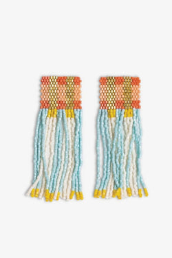 Ava Crossing Colorblock Beaded Fringe Earrings Amalfi