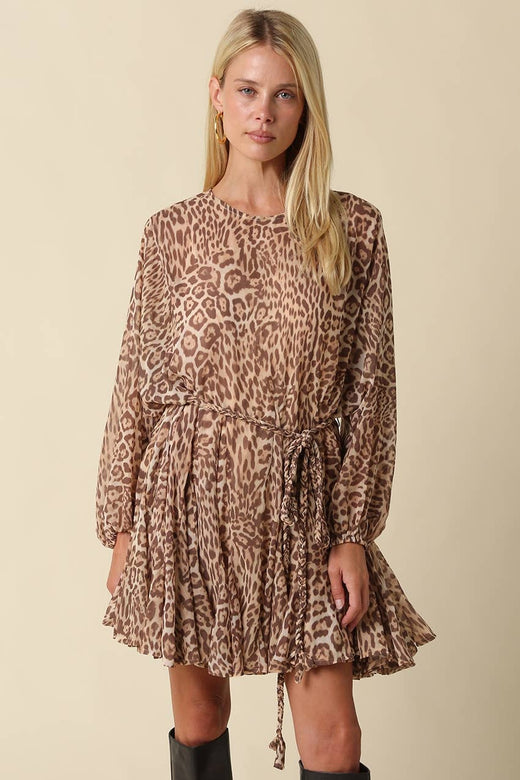 Dani Leopard Long Sleeve Mini Dress