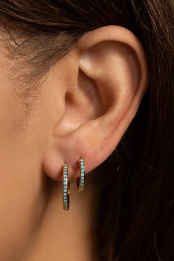 Light Blue Pavé Huggies