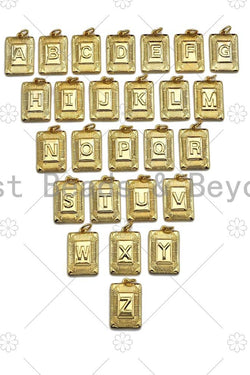 Initial Charm - Rectangle Etched