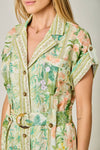 Tropical Floral Print Shirt Dress