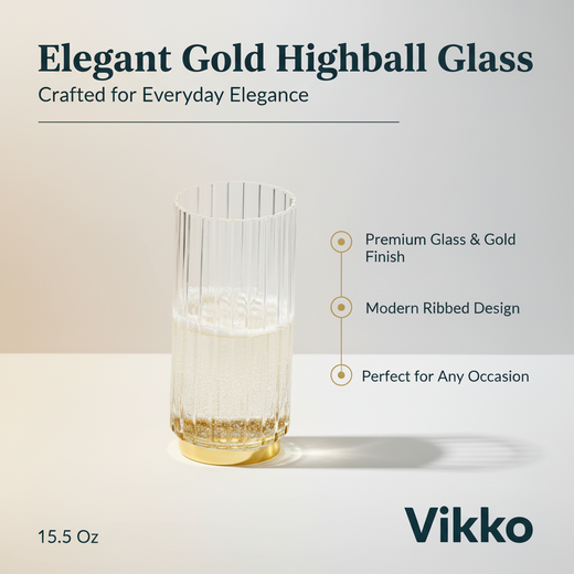 Sawyer Elegant Gold Highball Glass, 15.5 Oz