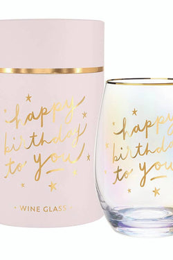 Gold Foil Stemless Wine Glass