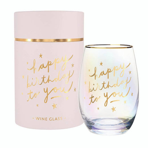 Gold Foil Stemless Wine Glass