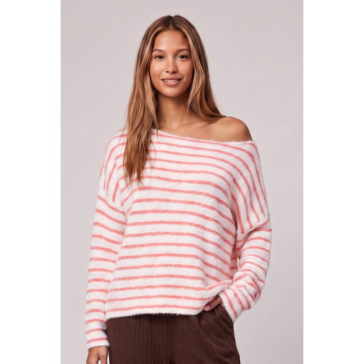 Stripe Brushed Boatneck Sweater