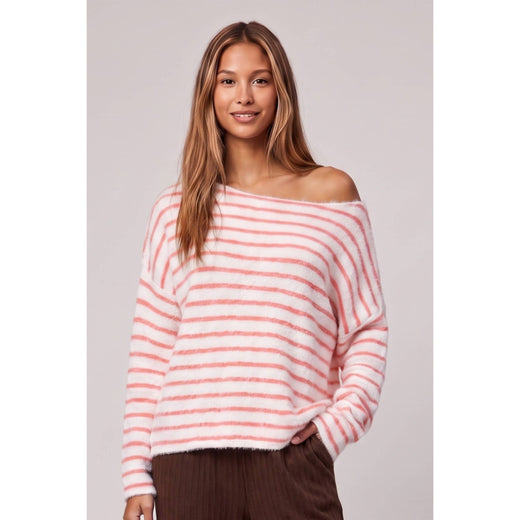 Stripe Brushed Boatneck Sweater