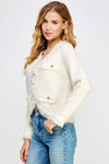 Frayed Trim Textured Cardigan