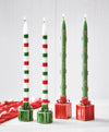 Christmas Candy Cane Hand Painted Taper - Set Of 2