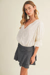 Tiered Flounce Embroidered Poplin Bodysuit