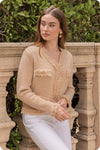 Frayed Trim Textured Cardigan