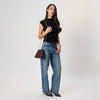 Elva Croc Embossed Faux Suede Clutch