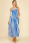 Striped Ribbon Back Midi Dress