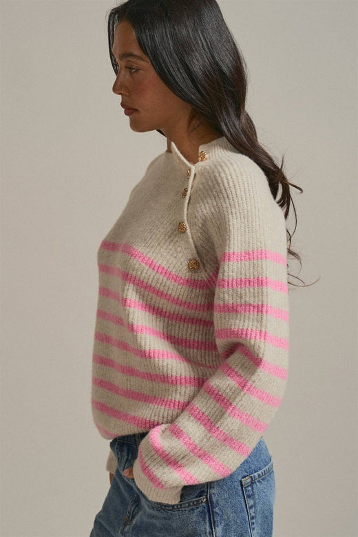 Striped Mock Neck Sweater