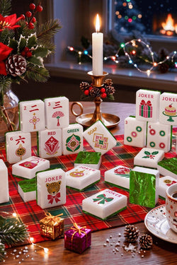 Geode Green Glam Holiday Christmas Mahjong Tiles