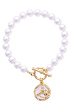 Thoroughbred Pearl Beaded Stretch Toggle Bracelet in Ivory