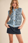 Leopard Knit Sweater Vest
