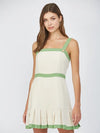 Square Neck Pleated Tweed Dress