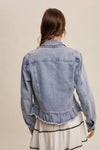 Ruffled Hem Denim Jacket