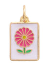 Flower Mahjong Tile Charm in White & Pink
