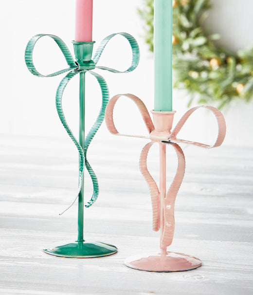 Christmas Very Merry Bow Taper Holder Small