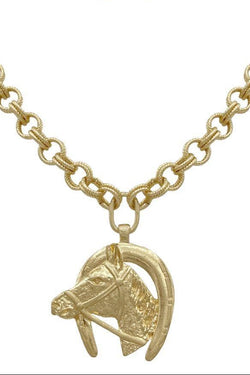 Horseshoe Pendant Circle Link Necklace