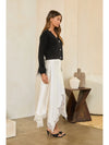 Jewel Button Feather-Trim Cardigan