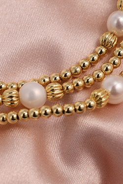 Textured Stretch Bracelets with Pearls