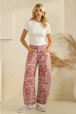 Paisley Printed Denim Pants