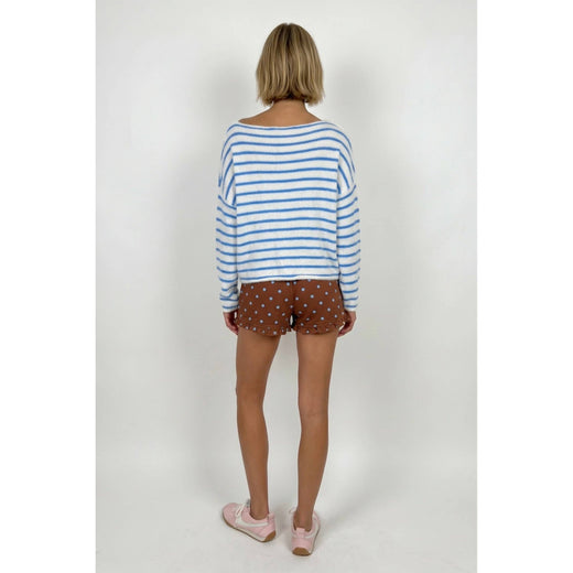 Stripe Brushed Boatneck Sweater