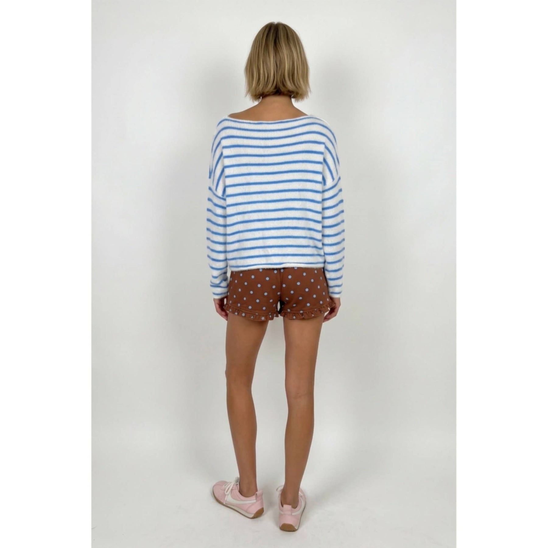 Stripe Brushed Boatneck Sweater